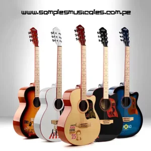 GUITARRA ACÚSTICA CUERDAS DE METAL CON DISEÑO Y BROCHES CON FUNDA 40 PULGADAS NATURAL TEXAS TXMEDIUMN TXMEDIUMWH TXMEDIUMBK TXMEDIUM3TS